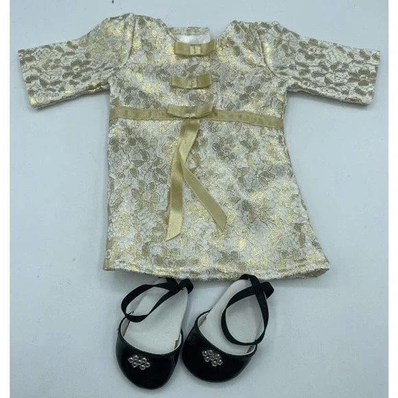 American Girl | Toys | American Girl Doll Rare Shimmery Gold Dress And  Shoes Retired Holiday 8 Size | Poshmark